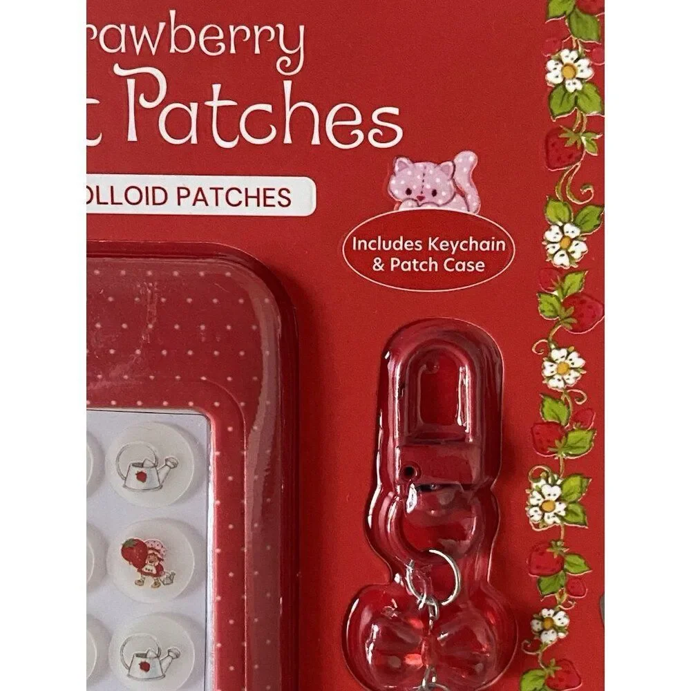 Strawberry Shortcake‎ Spot Patches With Keychain And Reusable Case Red 18 ct NEW